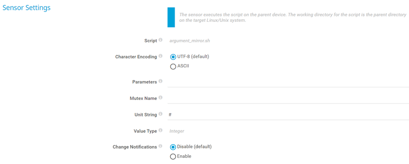 Sensor Settings